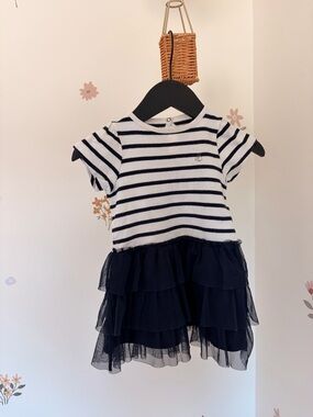 Petit Bateau Toddler Girl Navy Tulle Dress 18-24 m